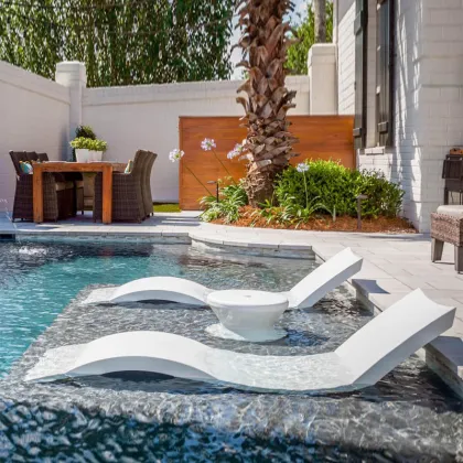 Outdoor Fiberglass Pool Lounger Garden Chaise