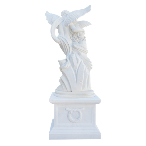 Hand-Carved Marble Angel Floral Base Indoor Outdoor Decor