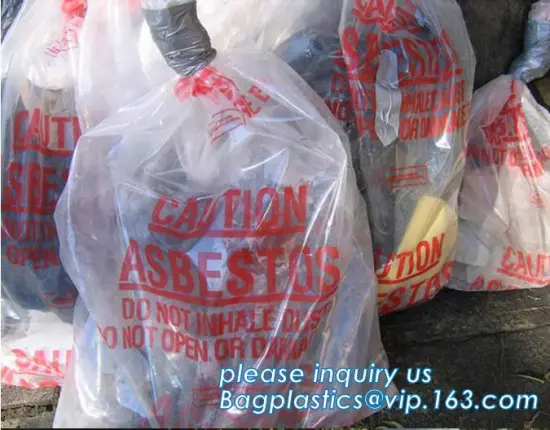 Hazardous Waste bags, PE Asbestos packaging bags, jumbo plastic garbage packaging asbestos
