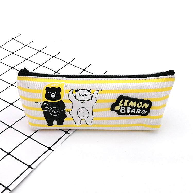 Lemon bear style canvas pencil case