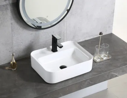 Luxury Restaurant White Ceramic Rectangular Washbasin