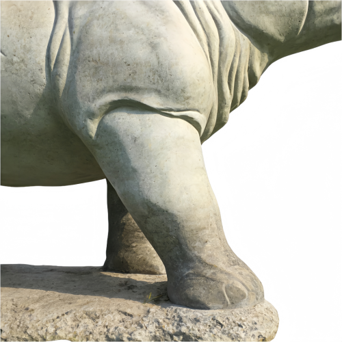 Handcrafted Stone Rhino Statue with Textured Detail