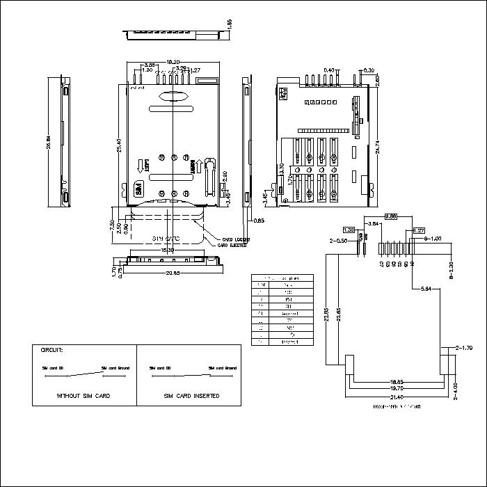 SIM series 8Pin 1.85mm height connector ATK-SIM8185A012