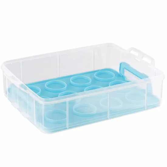 Snap and Stack Blue 3 Tier Cupcake Holder & Cake Carrier Container - Store up to 36 Cupcakes or 3 Large Cakes