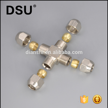 4-way union cross tube fittings brass compression fittings