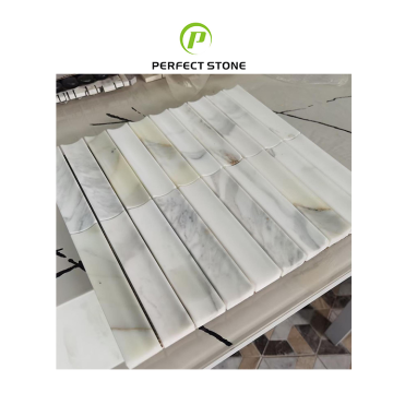 Mini Fluted Calacatta Gold Mosaic Fluted Marble Tiles για διακόσμηση μπάνιου
