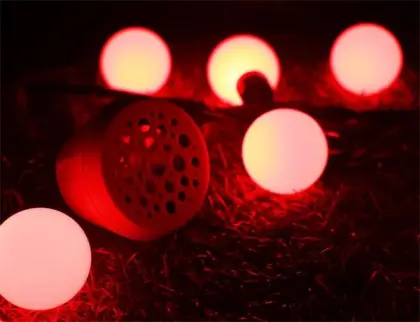 Smart globe string lights with speakers