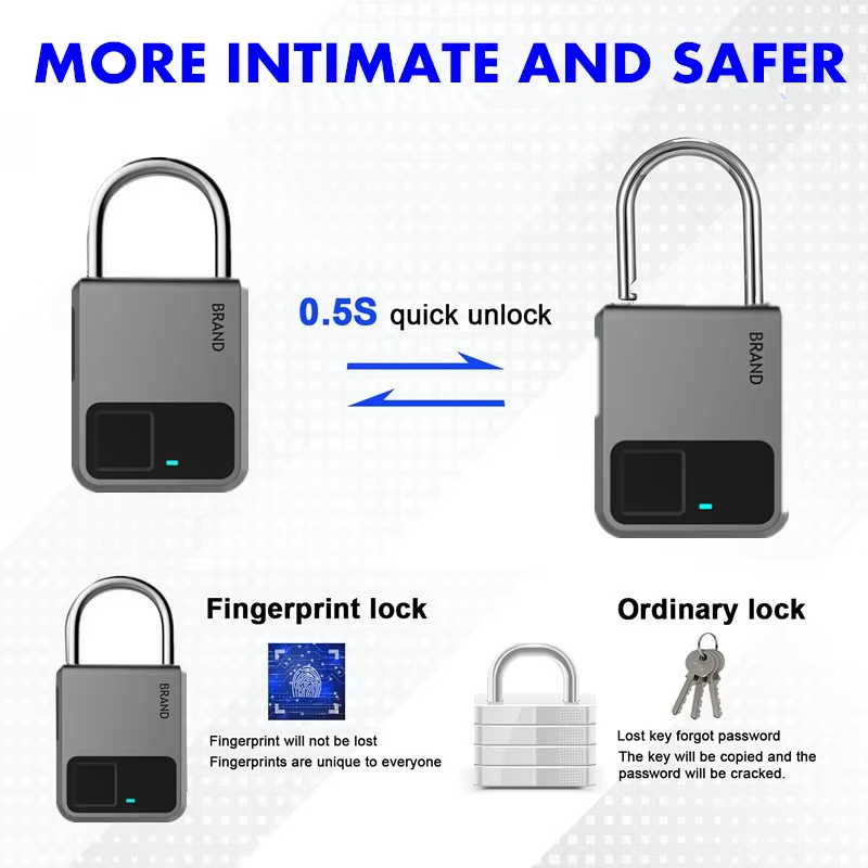 8 smart finger print padlock