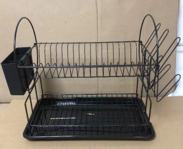 2-Tier Stainless Steel Dish Rack with Drip Tray for Plastic Dish Draining
