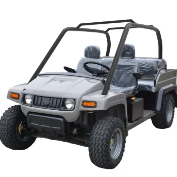 Electric Utility Vehicle with Off-Road Tires and Rolling Protection