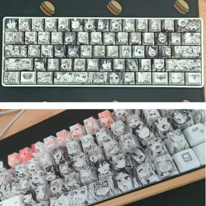PBT 71 key Ahegao Keycap Dye Sublimation OEM Profile Japanese Anime Keycap For Cherry Gateron Kailh switch GK61 GK64