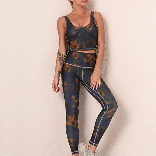 Conjunto de sutiã esportivo com roupas de treino tie dye