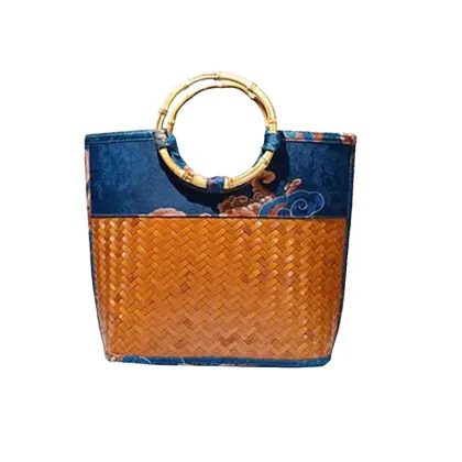 Satin Printed Bamboo Bag for Work Settings - Handmade Bamboo Crafts