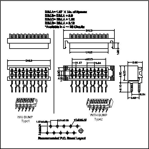 MFCR01 -XXXX 1.27mm Micro Match Socket 90° DIP