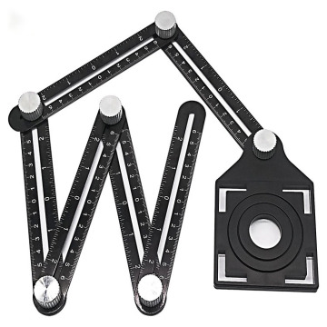 Aluminum Black Six-fold Multi Angle Ruler with 5-holes Positioner