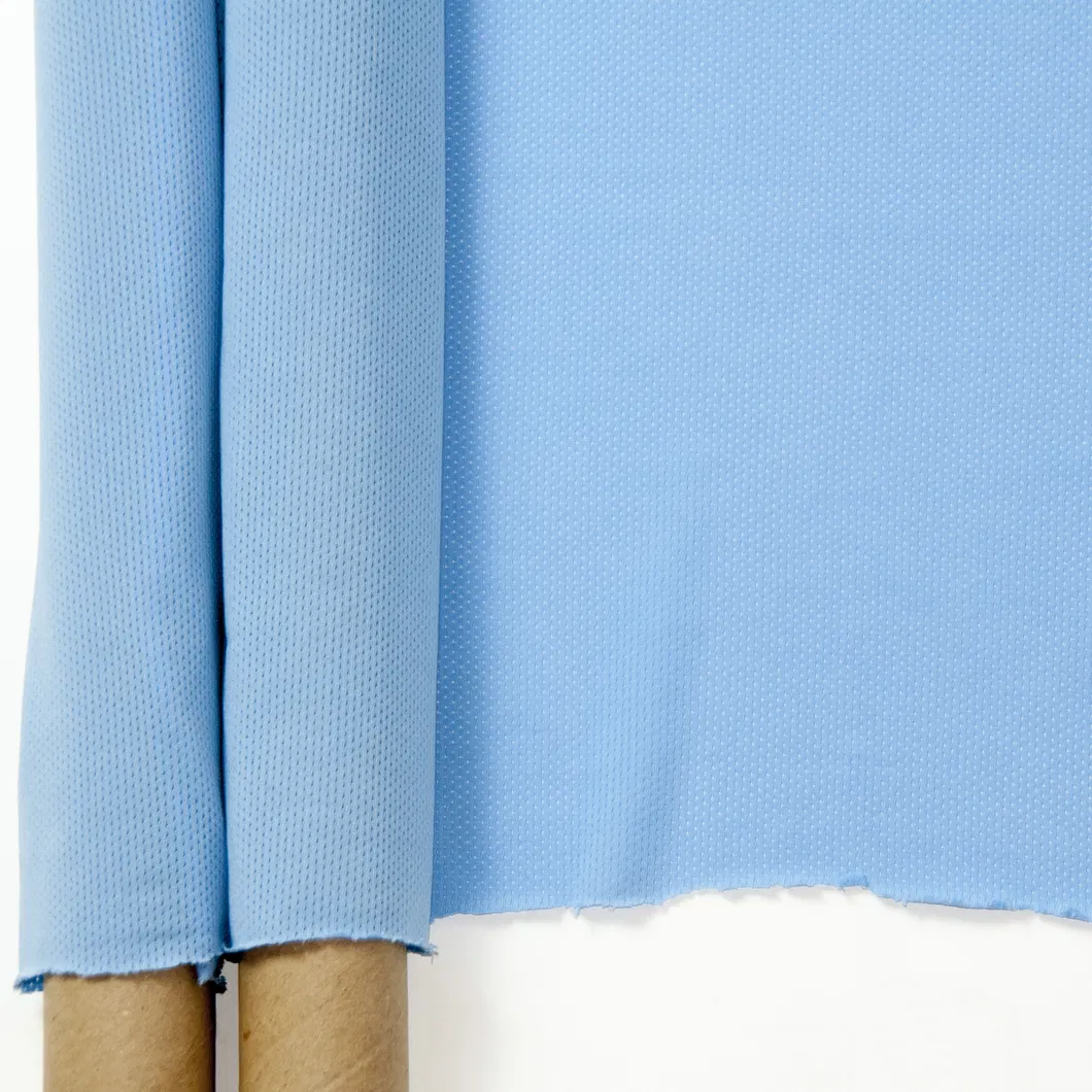 ผ้าถักตาข่ายโพลีเอสเตอร์ 90% 10% สแปนเด็กซ์สีน้ำเงินสำหรับชุดกีฬา