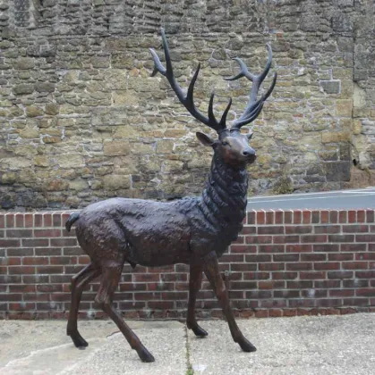 High quality life size bronze copper brass deer statue for garden decoration