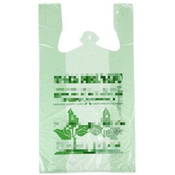 Green T-Shirt Bag with Printing Thank You Polythene Fish Bags