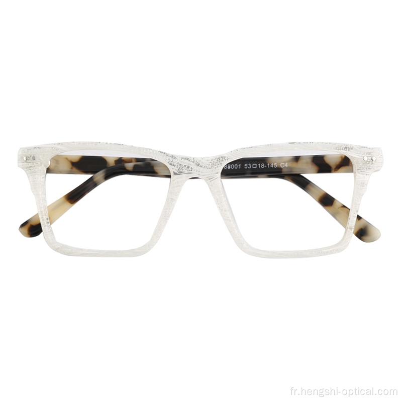 Fashion Mens White Modern Transparent Eyeglass Optical Acetate Cadre pour les filles