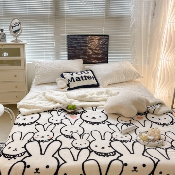 New style milk velvet simple bunny print blanket