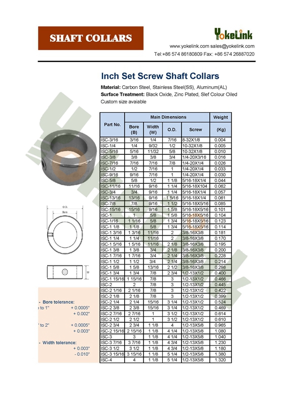 Yokelink Shaft Collar Catalogue 2