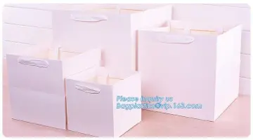 Square bottom Flat ribbon handle flower paper bag, candy square bottom rope handle packaging paper bag, Square Bottom Packaging