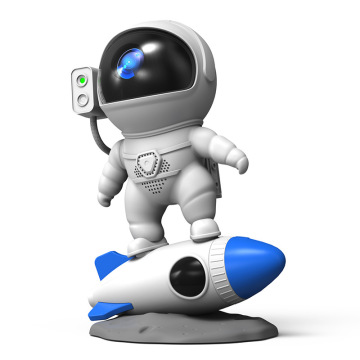 Creative Music Desk Lamp - Rocket Astronaut Starry Projector Light with Bluetooth Controls and RGB Ambient Night Light