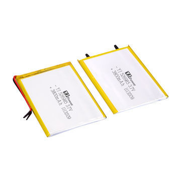 Polymer battery with 3,800mAh 3.7V and 5.2 x 69 x 85mm Size, used for consumer electric products