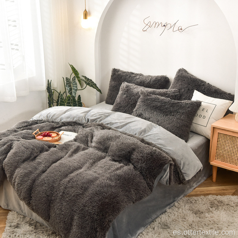 Plush Shaggy Duvet Cover Juegos de ropa de cama ultra suaves