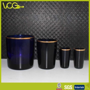 Blue Candle Holder With Golden Rim (CH014)