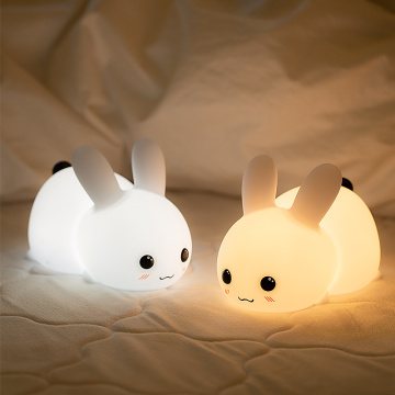 Colorful Remote Control Friendship Luz de Noche Touch Switch Cute Silicone Baby Night Light LED Rabbit