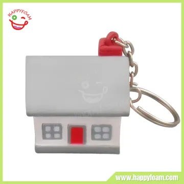 Mini House Shaped Stress Balls Keychain