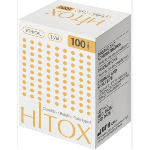 Hitox (BMI) 100 toxines Ubotulinum Type A Retirez les ridules et les rides, y compris les rides profondes et les lignes glabellaires.