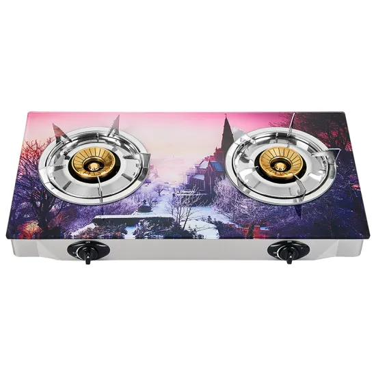 International LPG Gas 2 Burner printing pattern tempered glass cooktops stove