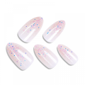 Super mince ovale brillant translucide de faux ongles