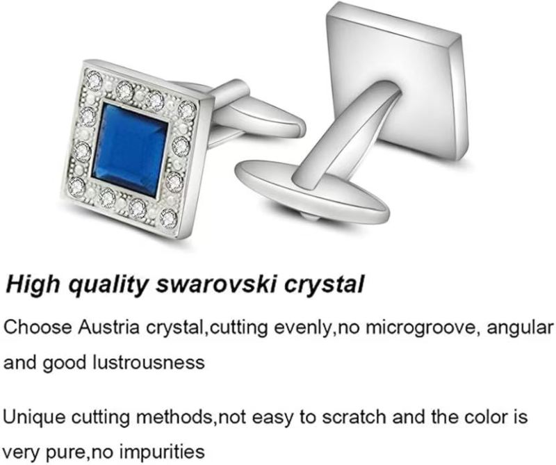 Blue Navy Crystal Square Cufflinks