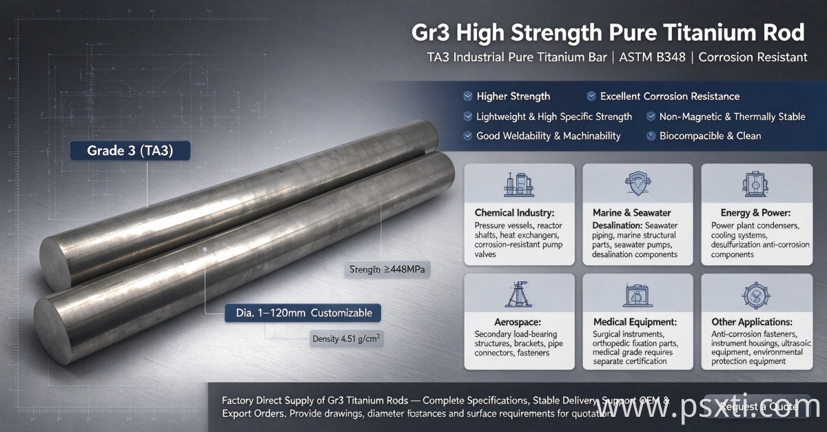 High Strength Gr3 Titanium Rod