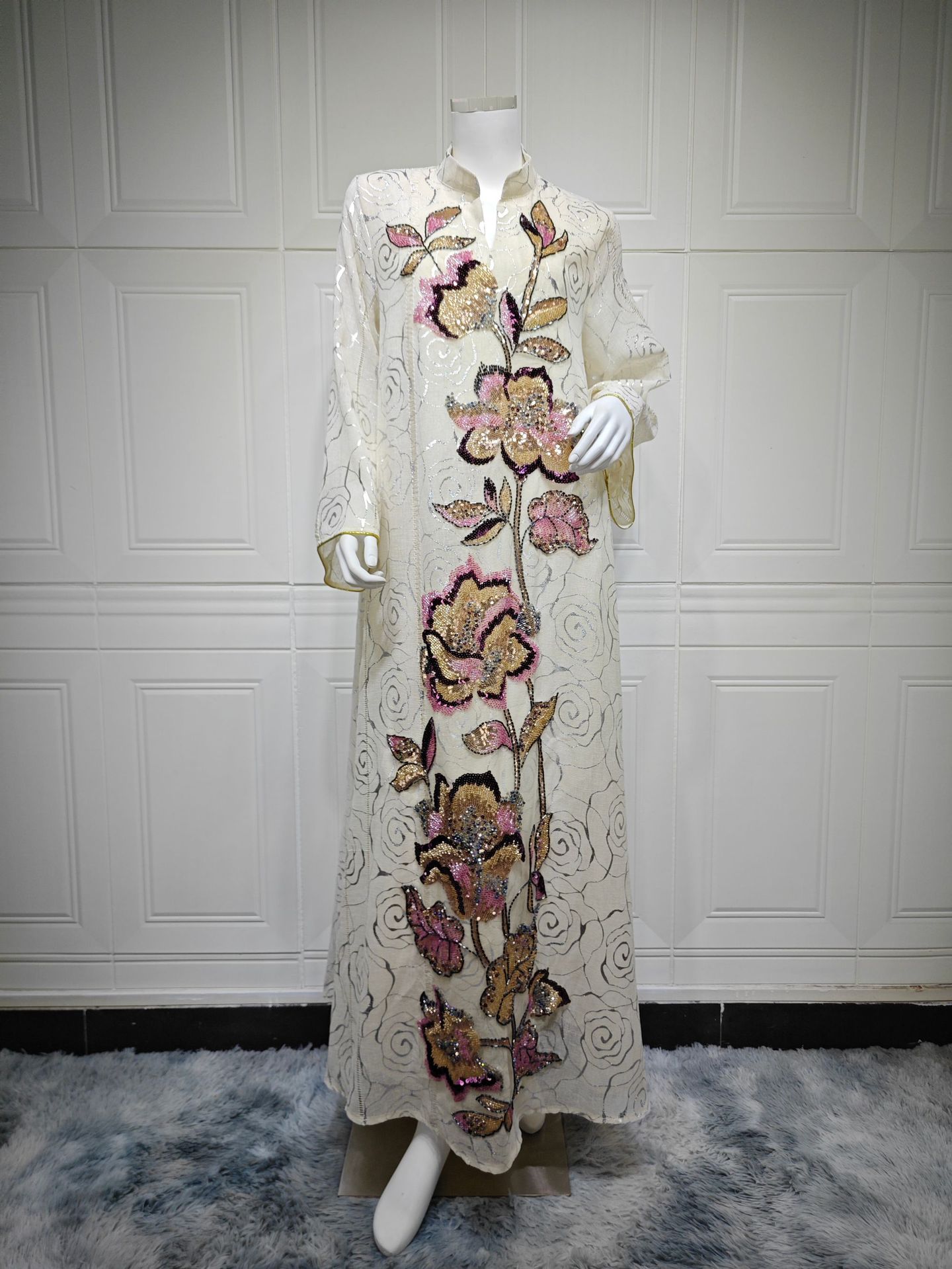 Beaded Abaya Jalabiya Dress AB564 (4)