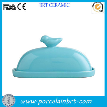 Bird on lid decorative ceramic butter Dish                
                                    Quality Assured