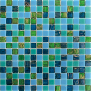 Carrelage de piscine de sol en mosaïque verte et bleue
