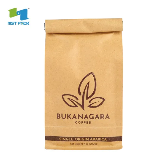 Flat Biodegradable Coffee Bag With Compostable Valve