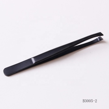 Black Stainless Steel Slanted Eyebrow Tweezers for Precise Eyelash Extensions