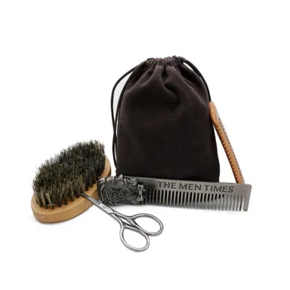 High Quality Sandlewood Wood Beard Combs and Brushes Grooming Set