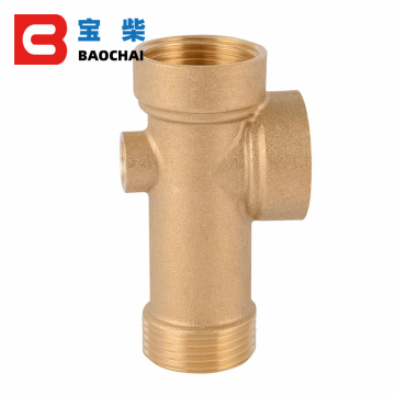 5 Way Brass Water Pump Male Female Thread One Inch Pipe Connector - Full Copper, 90MM