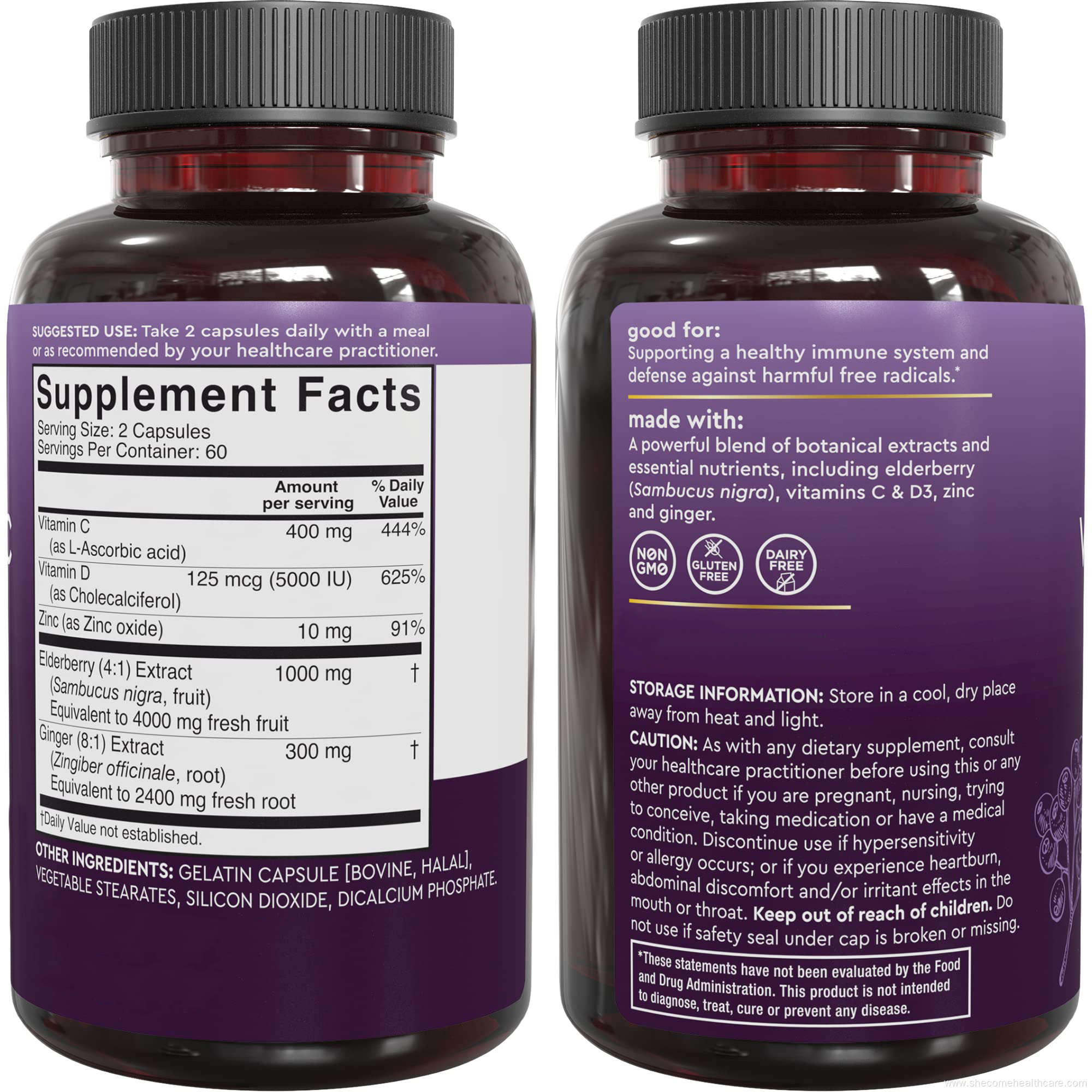 Zinc and Vitamin C Sambucus Black Elderberry Capsules