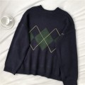 Frauen Argyle -Muster übergroßer Strickpullover