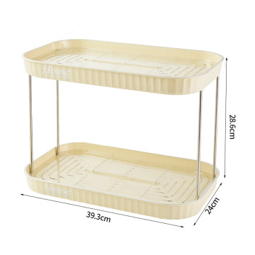 Advanced Sense Luxury Kitchen Desktop Plastic Cabinet Storage Rack with Drain Tray and Holders