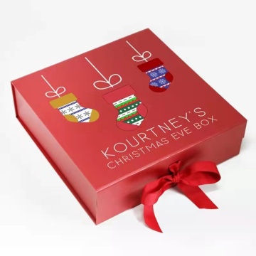 Luxus -Weihnachts -Geschenkbox mit individuellem Logo und rotfestes Band