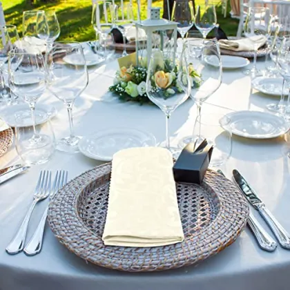 17x17 Inch Damask Cloth Napkins, 12 Packs Polyester Satin Square Table Napkins for Wedding Decoration