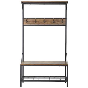 Industrial Coat Hanger with Shelf - Clothes Stand Rack with Shoe Rack